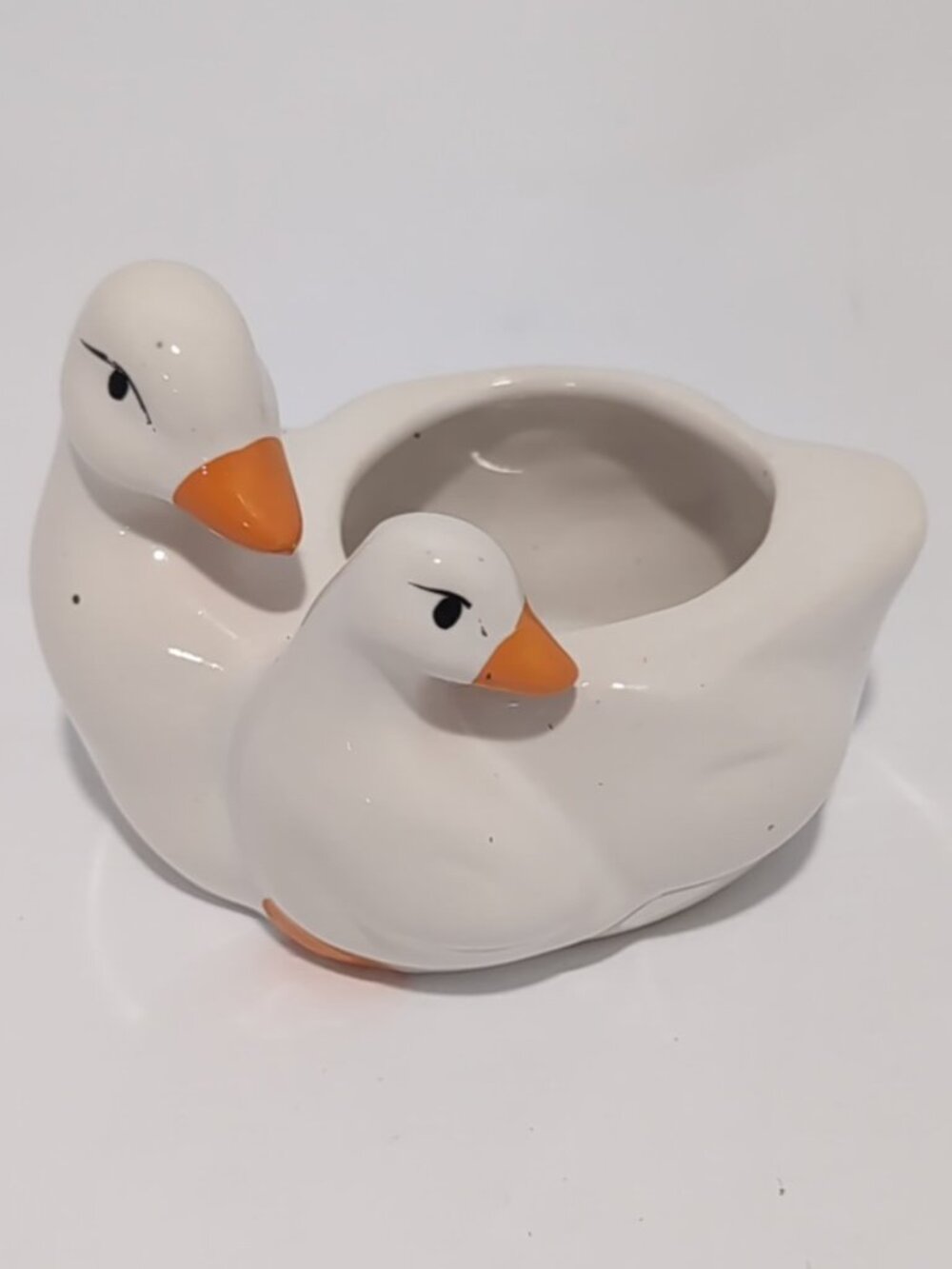 VINTAGE 3" Geese Duck Small Mini Planter Vase White-Matches Toothpick Holder